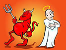 Christian Clipart Good vs Evil, God verses Satan: free clipart for the historic struggle between God and Satan the war between good and evil, our conscience and its eternal debate; free clip art showing an angel and the devil .