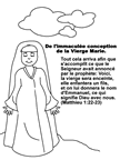 Coloriage de Vierge Marie. Citations de la bible : Matthieu 1:22-23.