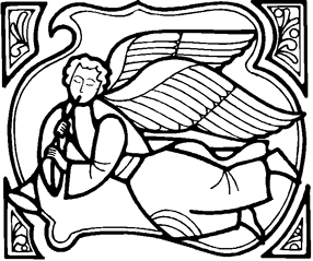 Coloriages de Noël pour les enfants: la Ange de Noël.