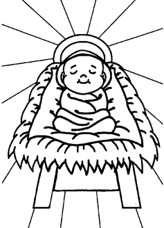 Nascimento de Jesus Cristo, Imagen do Jesus Cristo bebê - Clipart para colorir, imagens de Natal gratuito.