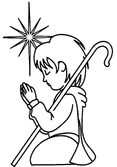 Imagen do menino pastore e a Estrela de Belém - Desenhos para colorir, Gifs de Natal gratuitos.