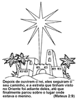 Imagen do Estrela de Belém e a Cidade de Belém - Clipart Natal para colorir com mensagens biblico.