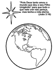Imagen do terra e a Estrela de Belém -Desenhos Natal para colorir com mensagens biblicas.