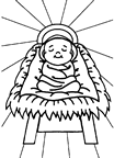 Nascimento de Jesus Cristo, Imagen do Jesus Cristo bebê - Clipart para colorir, imagens de Natal gratuito.