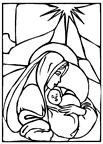 Nascimento de Jesus Cristo, imagen do Maria Virgim e a Jesus Cristo bebê - Desenhos para colorir, Gifs de Natal gratuitos. 