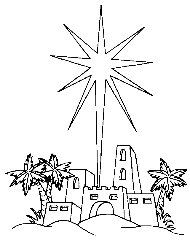 聖誕著色畫:星;耶穌基督降生的;猶太的伯利恆:聖誕節 圖片, 著色頁BethlehemStar1.gif