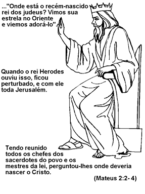 Imagen do Rei Herodes - Desenhos Natal para colorir com mensagens biblicas.